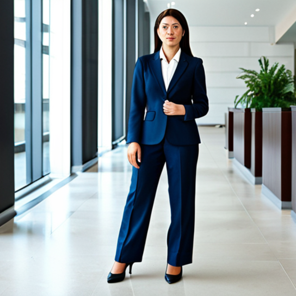 신용 카드 선택 시 고려해야 할 요소 - Business Professional**
"A professional businesswoman in a modest business suit, standing in a mode...